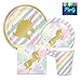 Creative Converting Unicorn Pink & Metallic Gold Sparkle Party Supplies - Tableware for 16 Guests - Plates, Napkins, & Cups
