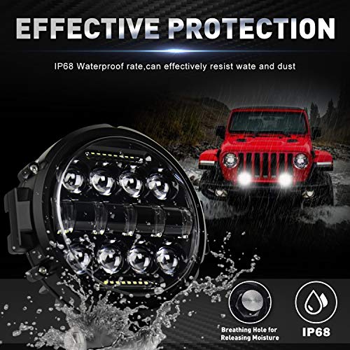 Round LED Work Light, AAIWA 60W Flood Spot Combo Beam LED Light Bar with Daytime Running Light, 2PCS Off Road Driving Lights for Truck Pickup Jeep SUV ATV UTV, 1 Year Warranty