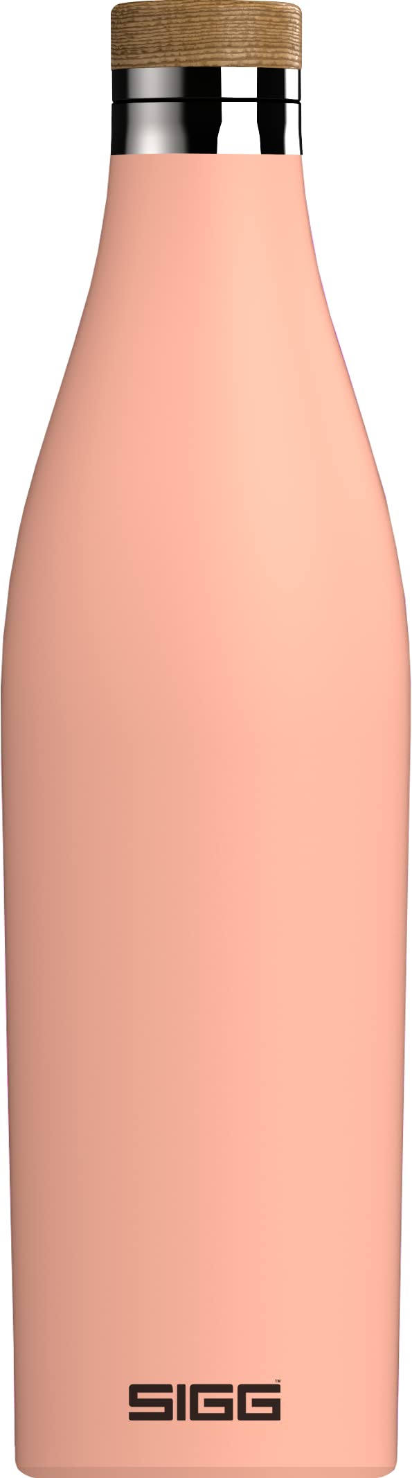 SIGG - Insulated Water Bottle - Meridian - Leakproof - Extra Slim - BPA Free - Plastic Free - Double Walled 18/8 Stainless Steel - Bamboo Screw Top - Pink - 0.5 L — image 1