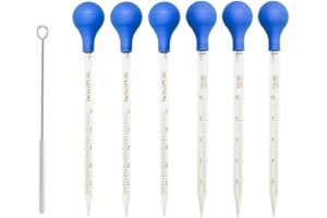 Changyeah 6 Pieces Glass Pipettes Graduated Dropper, 5ml/10ml Glass Pipettes Graduated Dropper,Long Glass Pipette Dropper wit