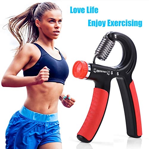 KOOLIFE Hand Grip Strengthener, Hand Workout strengthening Equipment,Grip Exercise Trainer, Hand Gripper Strengthen Exerciser with Adjustable Resistance Range 22 to 88 Lbs - Red - Thumbnail 4
