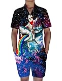 Goodstoworld Mens 2019 New Designed Rompers 3D Fashion Print Short Sleeve Zip One Piece Summer Jumpsuit with Pocket S-XXL