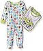 Disney Baby Boys' Monsters Inc Footie Sleeper and Bib Set, Green, 6-9 Months