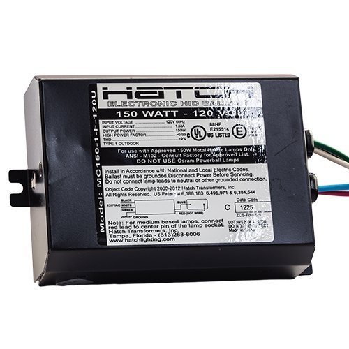 Hatch MC150-1-F-120U - 150 Watt - 120 Volt - Electronic Metal Halide Ballast - ANSI M102/M142 - Side Leads With Mounting Feet