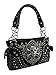 Black Embroidered Concealed Carry Purse Rhinestone Skull Studded Vinyl Handbag