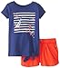 Nautica Girls' Side Tie Short Sleeve Graphic Tee and Short Set