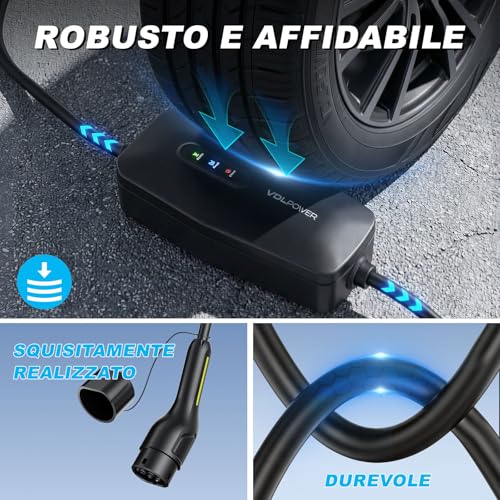 Type 2 Charging Cable, 3.68kW/5m, Electric Car Charging Cable, 16A EV Charger, Type 2 for Electric Vehicles with Schuko Single Phase, IP65, Compatible with Model Y/3, XC60
