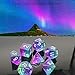 DND Dice Set,7-Die Polyhedral Dice Compatible Dungeons Dragons(D&D) Pathfinder Role Playing Game(RPG) MTG Tabletop Aurora Series Dice (Purple Aurora)