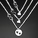 O.RIYA Mother's Day Necklaces Set, Round Design with Heart Pendant (Grey)