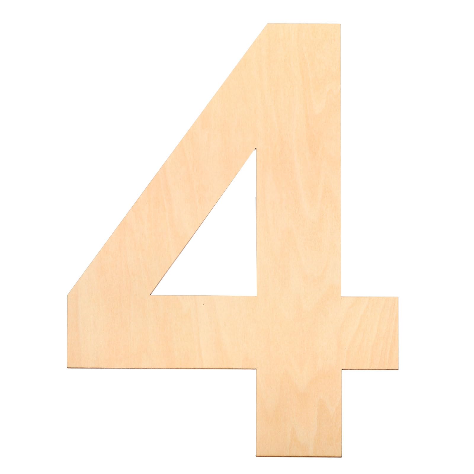 PATIKIL 12 Inch Wooden Number, Blank Wood Number 4 Shape Cutout Paintable Unfinished Numbers Sign for Wall Decor, Home Decor, DIY Painting, Crafts