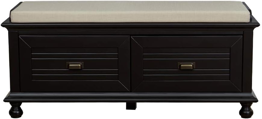  Brand – Ravenna Home Classic Solid Pine Storage Bench, 46.5"W, Black Finish: Furniture & Decor