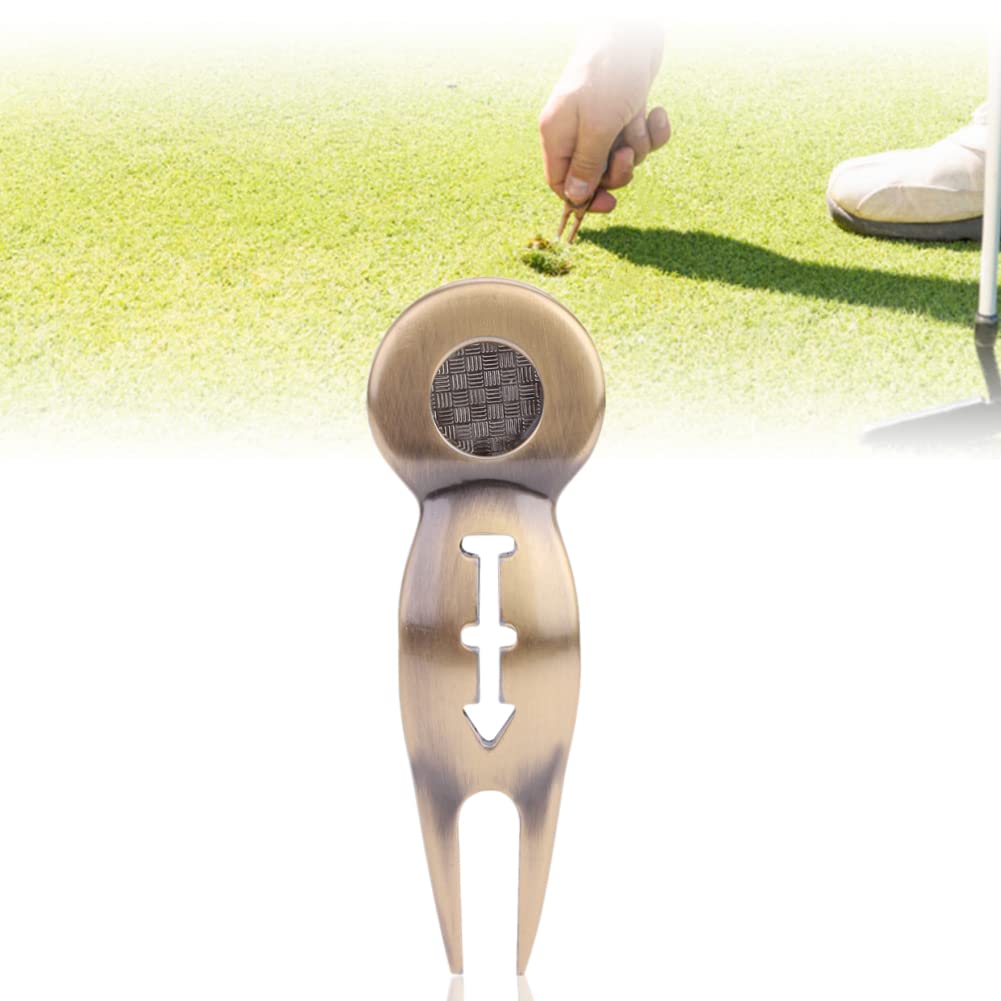Dioche Divot Tool, Aluminum Alloy Divot Repair Tool, Portable Switchblade Divot Tool Ball Marker, Green Lawn Repair Fork Ball Marker, Multi Function Training Aids Pitch Alloy Tool