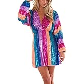 Show Me Your Mumu womens Shimmy Mini Cocktail Dress, Neon Stripe Sequins, Medium