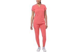 ADAR UNIFORMS Adar Pro Movement Booster Scrub Set For Women - Sweetheart V-Neck Scrub Top & Yoga Jogger Scrub Pants