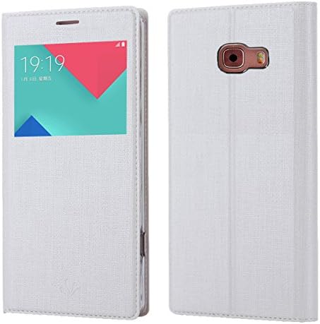 Samsung Galaxy A7(2016)/A710F Case, Premium Leather PU Flip Wallet Case with View Window Stand Kickstand Card Holder Magnetic Closure TPU bumper full cover slim Leather Case for Galaxy A7(2016)(white)