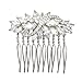 SELOVO Bridal Hair Pin Comb Leaf Marquise Shape Cubic Zirconia Clear Silver Tone