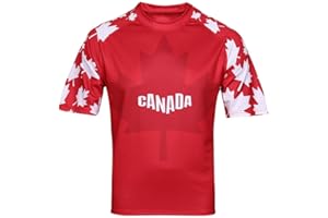 Bolognifi Men's Football Jersey Europe/America Cup Soccer T-shirt Sweatshirt Fans Footy Half Sleeves(Canada,X-Large)