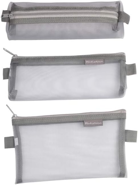 Pencil Bag Mesh Pen Case Zipper Large Make-up Cosmetic Bag for Pens Pencils Tools and School Supplies, Storage Pouch Bag Cases, Set of 3