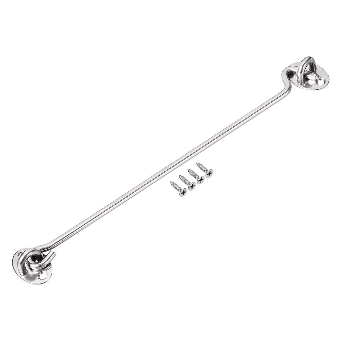 sourcing map 12" Cabin Hook Eye Latch Gate Door Swivel Window Hook Stainless Steel with Mounting Screws 1pcs