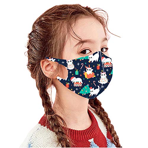 ZTY66 10Pack Face Protection for 3-12T Kids-Mixed Color& Lovely Christmas& Cartoon Pattern-Washable&Reusable