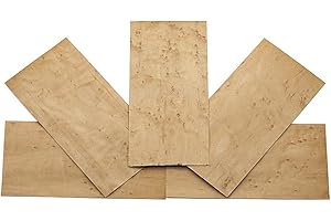 HUATOOL Birds eye Maple Veneer Guitar Head Veneer Shell Sheet Headplate Replacement guitar Accessories DIY Guitar making material (Birds eye Maple 200 * 90 * 0.5mm 5pcs ）