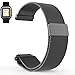 LoveBlue for Pebble time 22mm Magnetic Milanese Loop Stainless Steel Band Replacement Accessories for Pebble Time/Pebble Time Steel, Samsung Gear S3 Frontier/Classic(Milanese-Black)