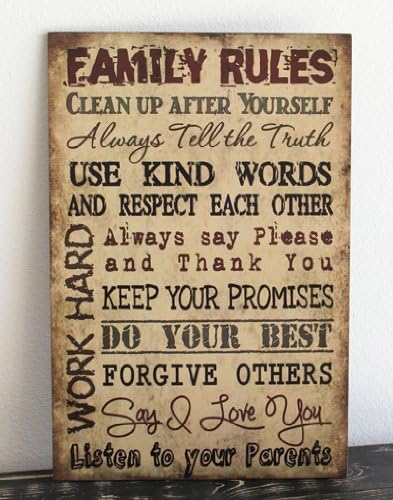 Amazon Com Primitive Wall Decor Wood Sign Family Rules Tan