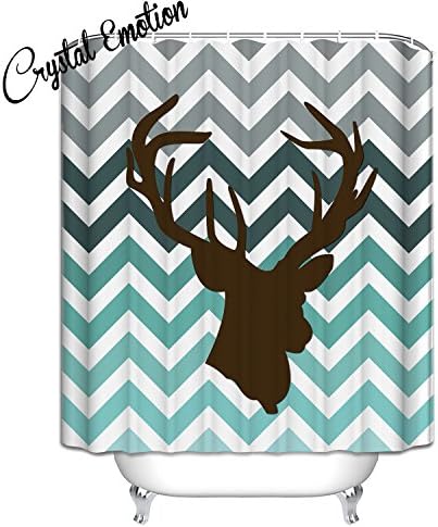 Crystal Emotion Chevron Deer Head Pattern Shower Curtain