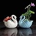 2pcs Swan White and Blue Ceramic Flower Planters/Succulent Plant Pots,Home Office Decor Planter(2, Swan)