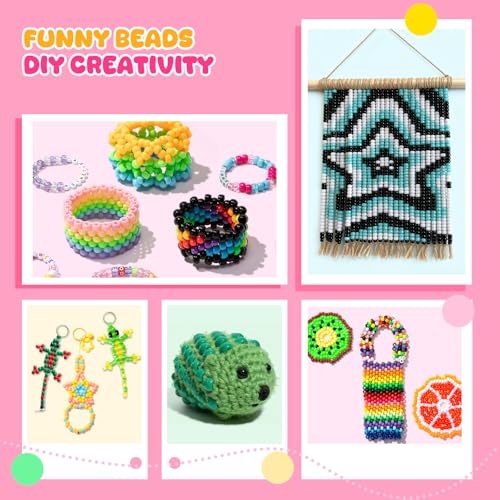 Simetufy 6000Pcs Pony Beads, 30 Colors 6x9MM Kandi Beads Bulk for Crafts Bracelet Making Hair Braiding Jewelry Key Chains DIY Crafts Gifts (3.44lb, Stack Box)
