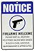 Gun Sign NOTICE FIREARMS WELCOME Please Holster Metal Sign MAN CAVE SIGNS