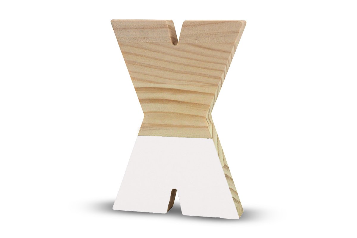 La Lluna La Lluna0208000-X Semilacquered Pine Letter X, White
