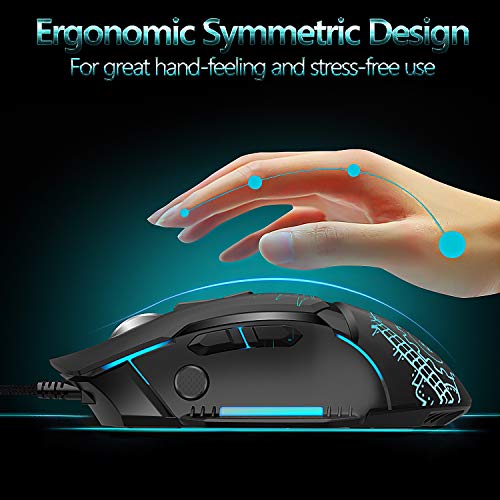PBUER Gaming Mouse, Wired Gaming mouse, 7 Programmable Buttons, 7200