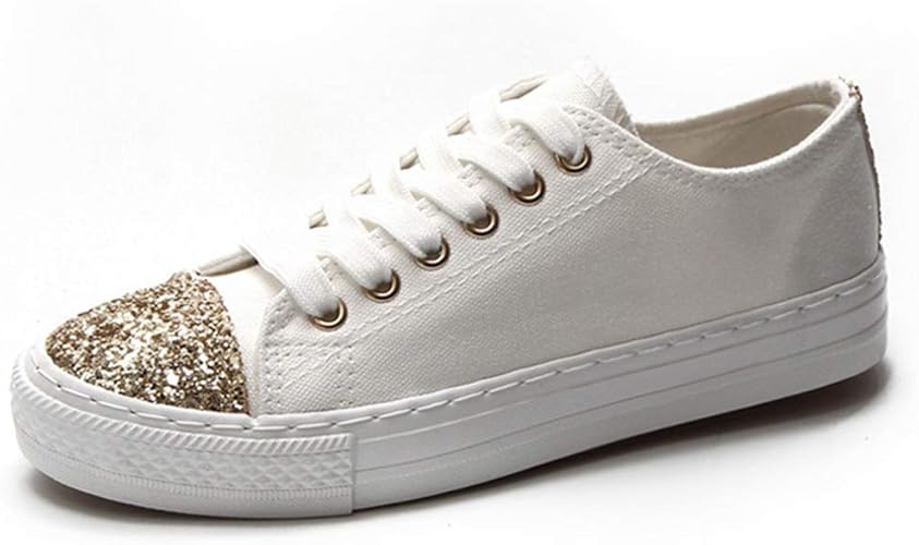 Amazon キャンバススニーカー レディース ローカット グリッター ラメ ブラック ホワイト ゴールド シルバー お洒落 ノーブランド品 スニーカー