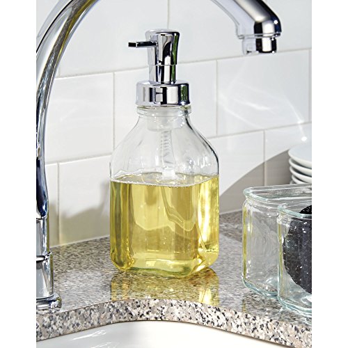 iDesign Cora Glass Foaming Soap Dispenser Pump, for Kitchen or Bathroom