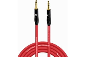 COLUBER CABLE 1/4 TRS Male to 1/4" TRS Male - 15 Feet - Red - 1/4 (6.35mm) Stereo Balanced Male to Male Connector for Powered Speakers, Audio Interface or Mixer for Live Performance & Recording