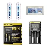 Bundle: Nitecore D2 Charger with 2PCs 3500mAh 18650 EASTSHINE E35 Protected Button Top Li-ion Batteries For Flashlight(Not for VAPE)