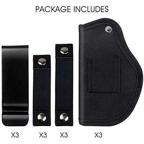 AIKATE 3 Pack Universal IWB OWB Gun Holster for Concealed Carry Weapon Case Inside or Outside The Waistband for Right and Left Hand Draw Fits Subcompact Compact Full Size Pistols - Thumbnail 5