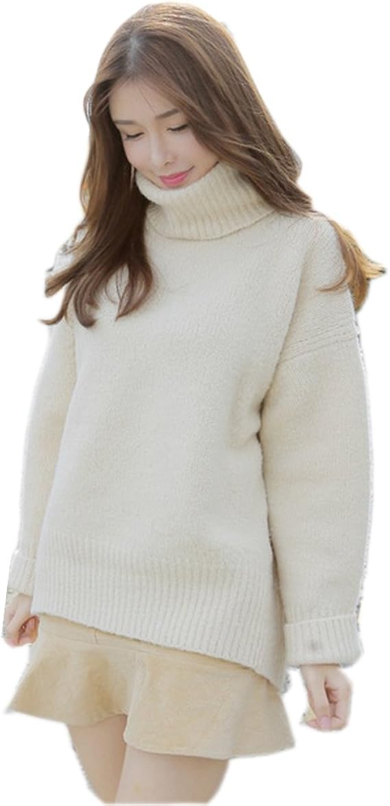 Amazon ニット セーター もこもこ ふわふわ 体型カバー ゆる ふんわり モノトーン ソフトタッチニットソー レディース 防寒保温 冬服 春服 秋服 プルオーバー オフタートル ニットウェア スプリング 無地 手洗いok ケーブルニット クリーム セーター 通販