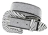 Womens Zebra Rhinestone Bling Bling Western Cowgirl Belt - Black