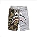 Shark Pattern Camouflage Stitching Shorts Men Drawstring Black Sports Shorts Royal Blue XL