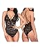 Chomoleza Women Teddy Lingerie One Piece Lace Bodysuit V Neck Halter Babydoll