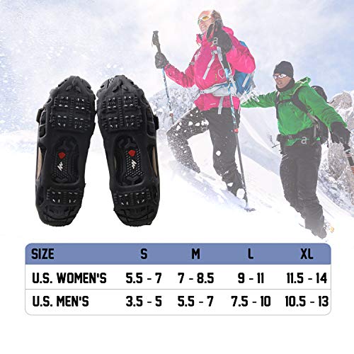image for AGOOL Ice Cleats Traction Cleats Ice Grip Snow Grippers with Removable