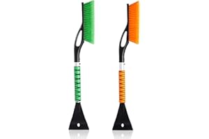 2 Pack 27" Car Snow Brush and Ice Scraper, Detachable Scratch Free Ice Scraper with Ergonomic Foam Grip, Winter Snow Removal 