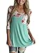 Annflat Anflat Women's Floral Patchwork Crewneck 3/4 Sleeve T-Shirt Loose Tunic Tops X-Large Green