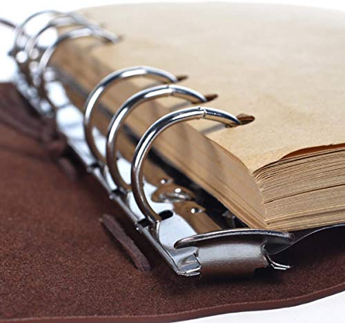 Leather Writing Journal Notebook, Classic Embossed Vintage Nautical Spiral Blank String Refillable Diary Notepad Sketchbook Travel to Write in, Unlined Paper, Retro Pendants (A6, Grey)