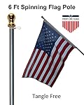 Flag Pole: 6' Ft Brushed Aluminum Flagpole | Spinning & Tangle Free | Heavy Duty | Wind Resistant and Rust Free | Best Quality Silver Wall Mount Flag Pole | Front Line Flags P/N FL6S
