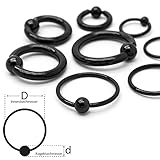 Soul-Cats Piercing clamp ball ring Captive Bead Ring Surgical Steel, Black; Ball size: 3 mm Ëœ: 10 mm; Thickness: 1.2 mm
