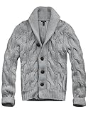 Mens Cali Holi Cable Knit Shawl Collar Cardigan Style Sweater Grey US XXL