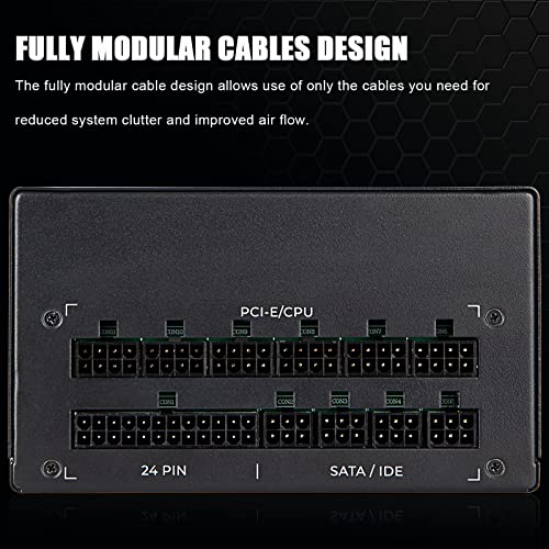 ESGAMING Power Supply 750 Watt, 80+ Gold Certified, Fully Modular RGB